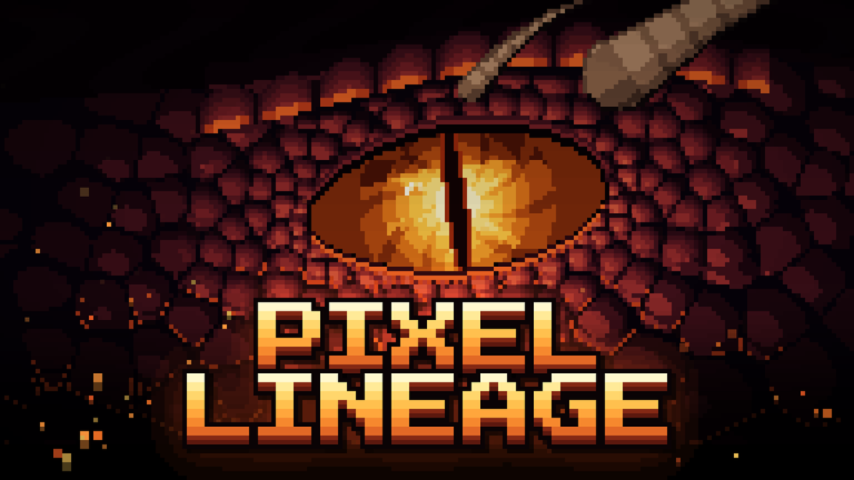 Pixel Lineage official title artwork showing a dragon eye